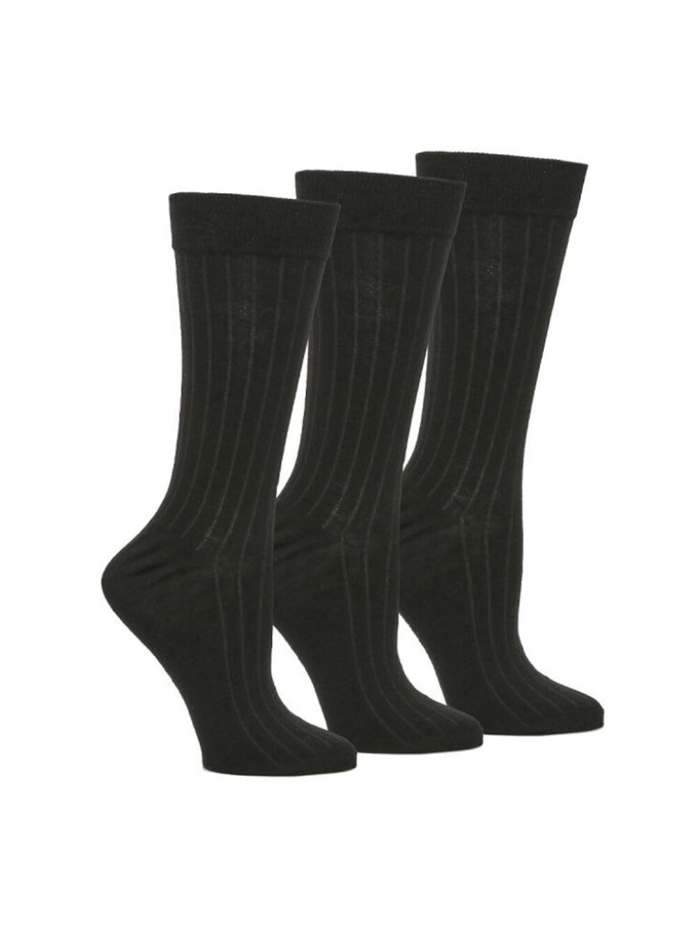 Vince Camuto Men's Wide Rib Crew Socks 3 Pack Black One Size NWT